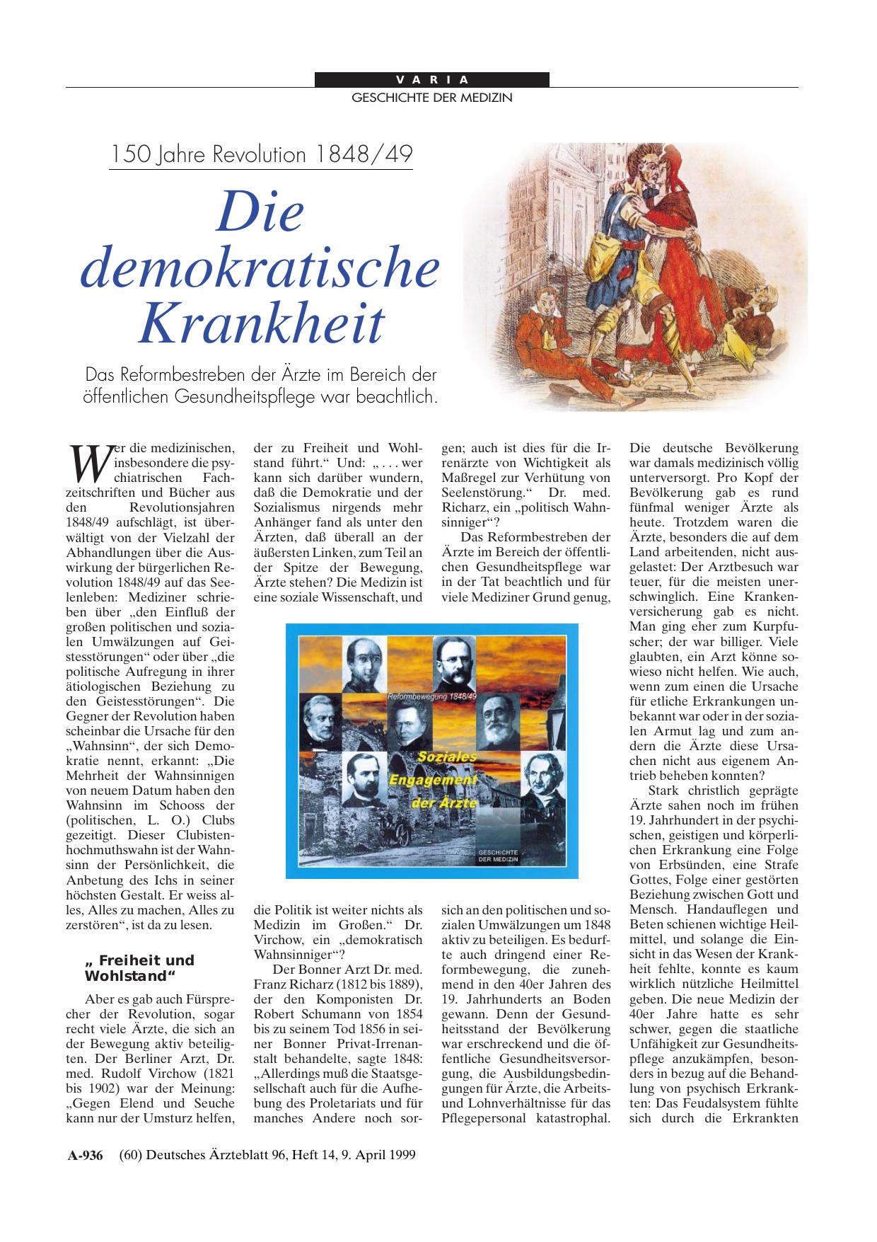 Vorschauseite 1: 150 Jahre Revolution 1848/49: Die demokratische Krankheit