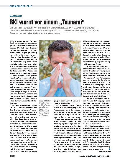 Vorschauseite 1: Allergologie: RKI warnt vor einem „Tsunami“