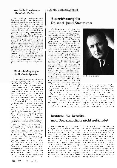 Vorschauseite 1: Auszeichnung für Dr. med. Josef Stratmann