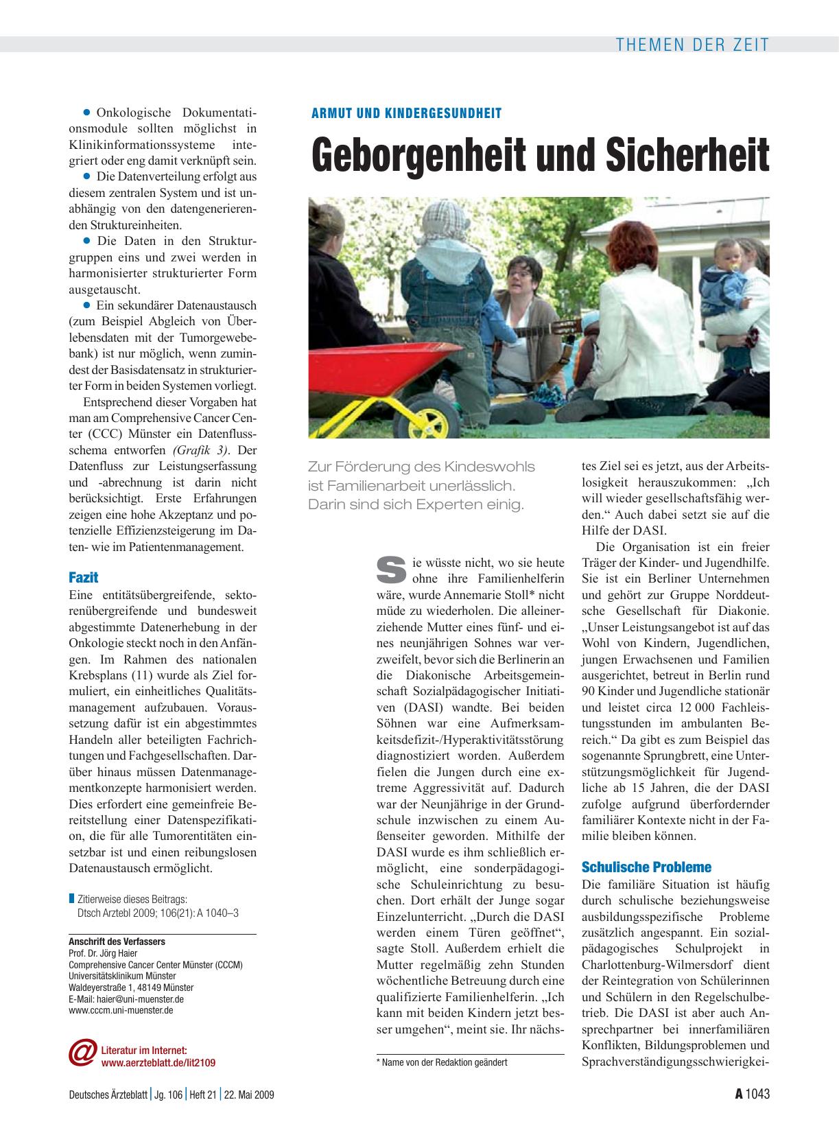 Vorschauseite 1: Armut und Kindergesundheit: Geborgenheit und Sicherheit