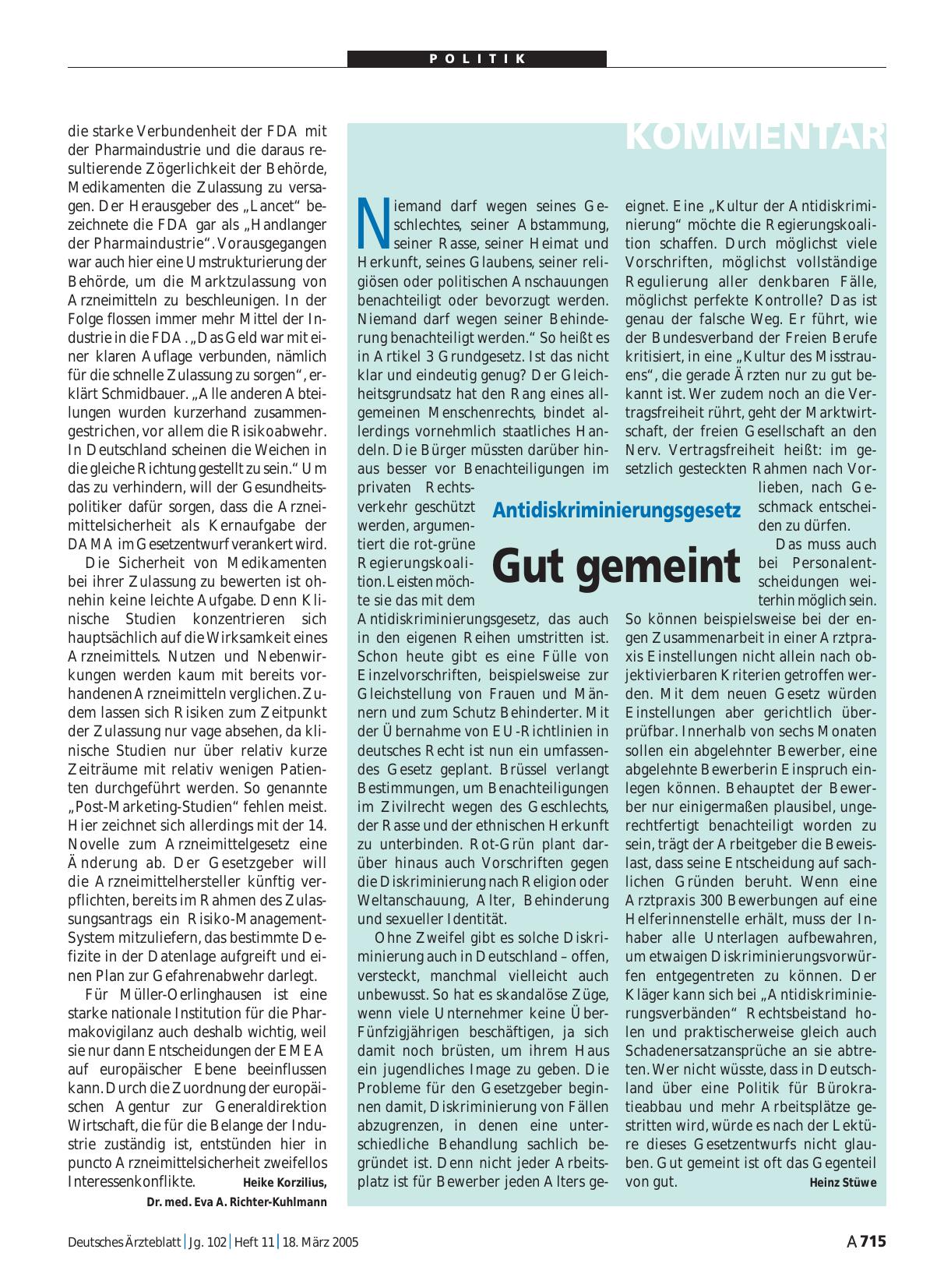 Vorschauseite 1: Antidiskriminierungsgesetz: Gut gemeint