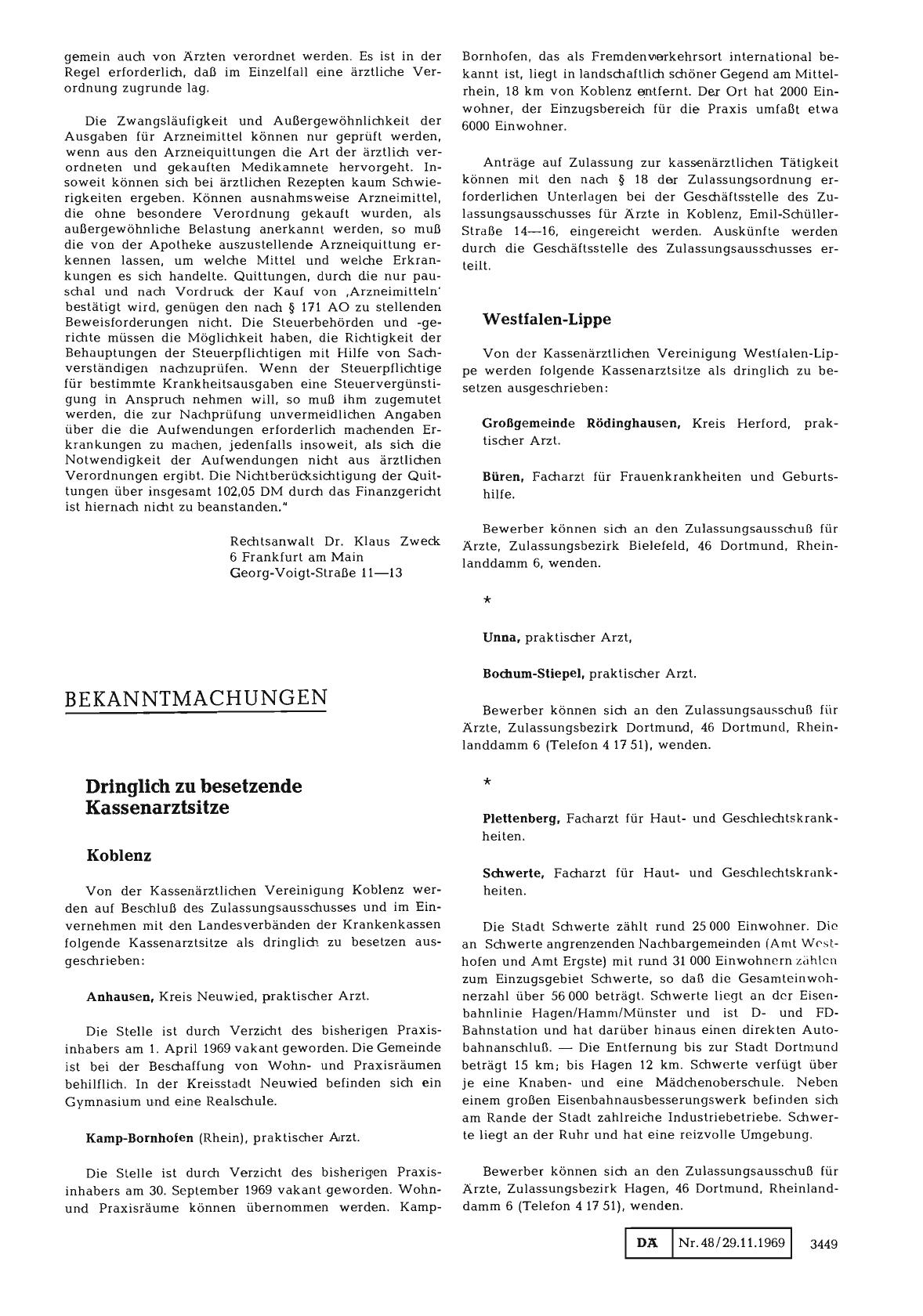 Vorschauseite 1: Dringlich zu besetzende Kassenarztsitze