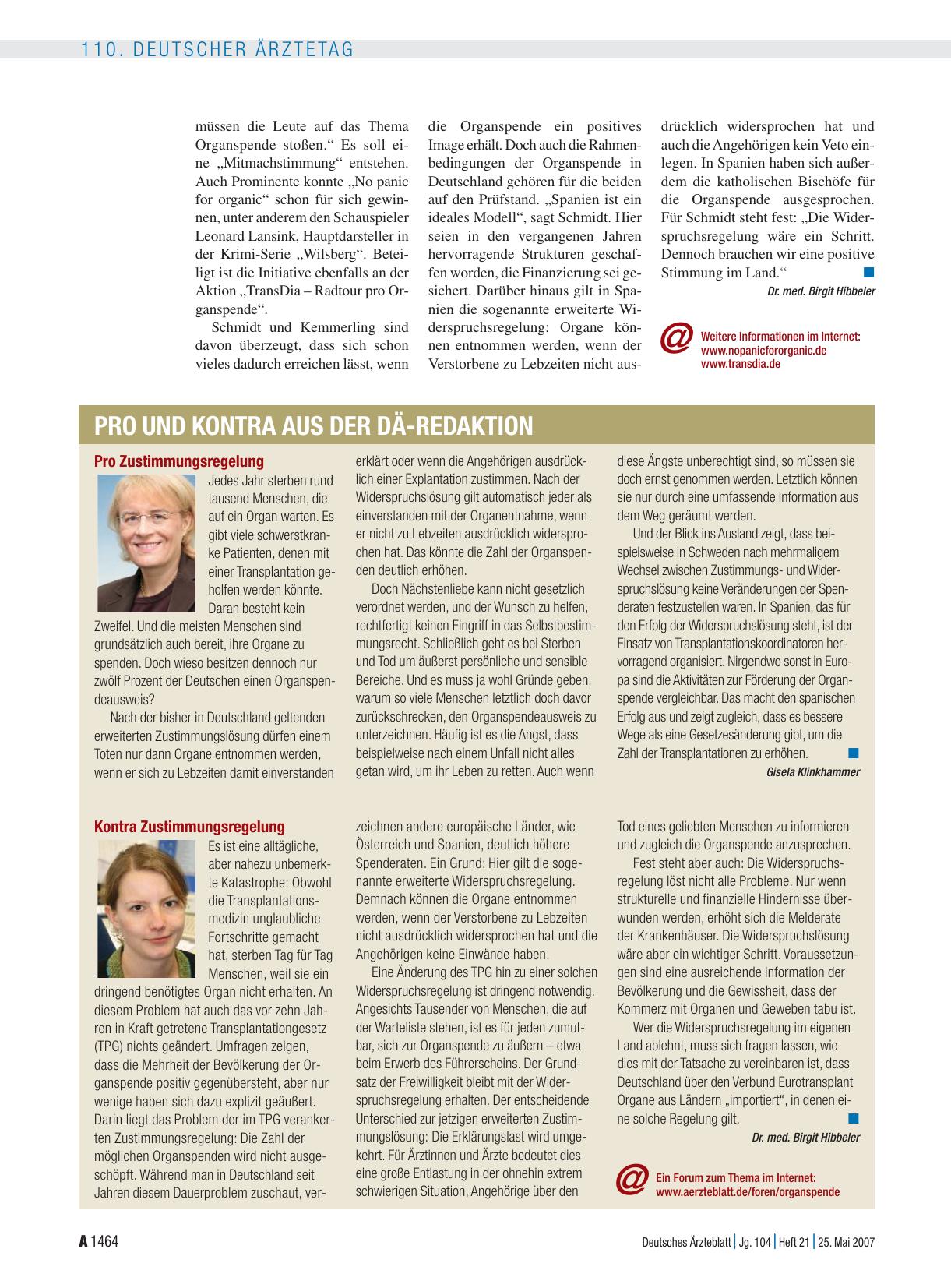 Vorschauseite 1: Pro und Kontra aus der DÄ-Redaktion