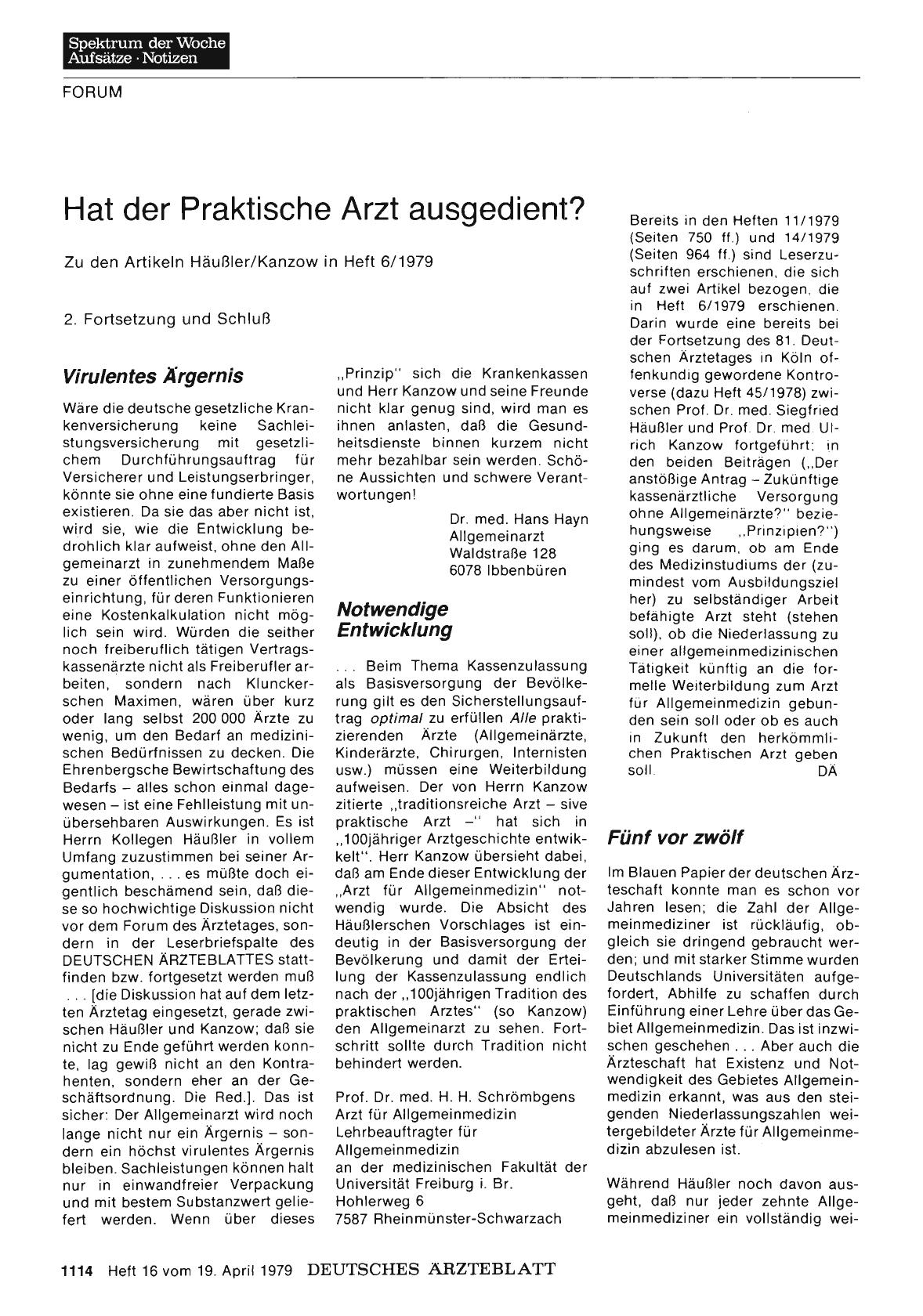 Vorschauseite 1: Hat der Praktische Arzt ausgedient?