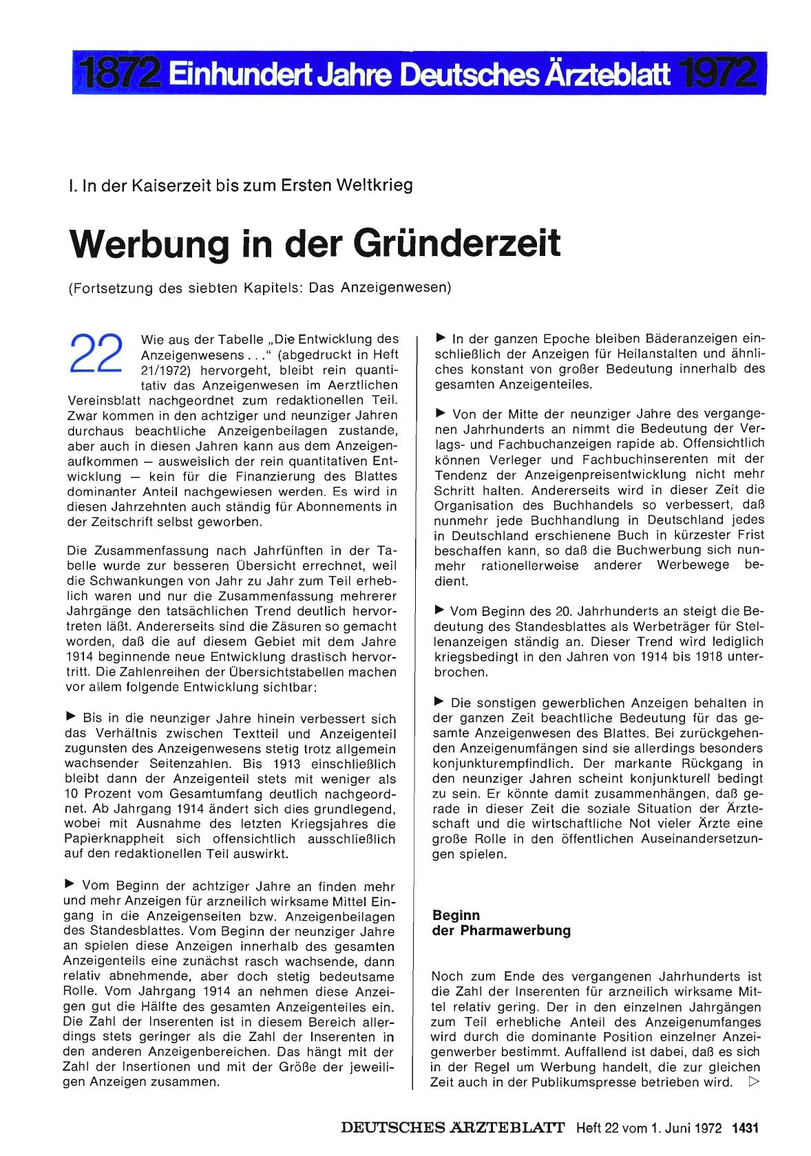 Vorschauseite 1: I. ln der Kaiserzeit bis zum Ersten Weltkrieg Werbung in der Gründerzeit