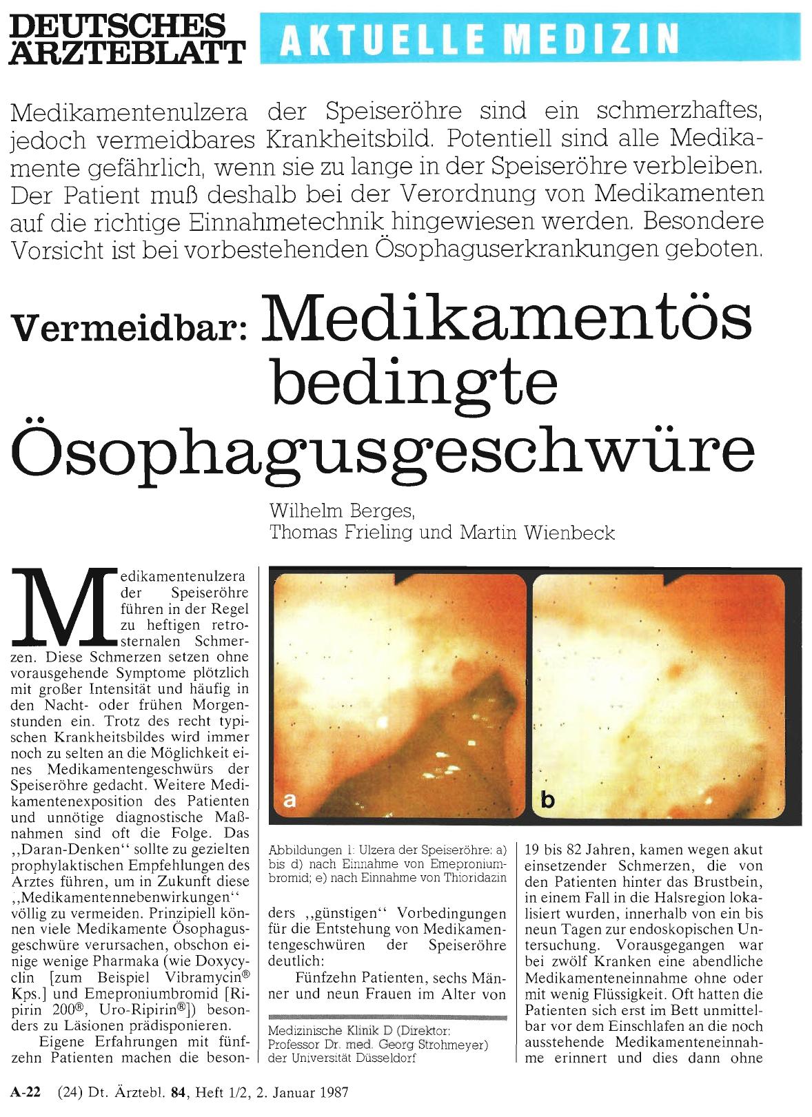 Vorschauseite 1: Vermeidbar: Medikamentös bedingte Ösophagusgeschwüre