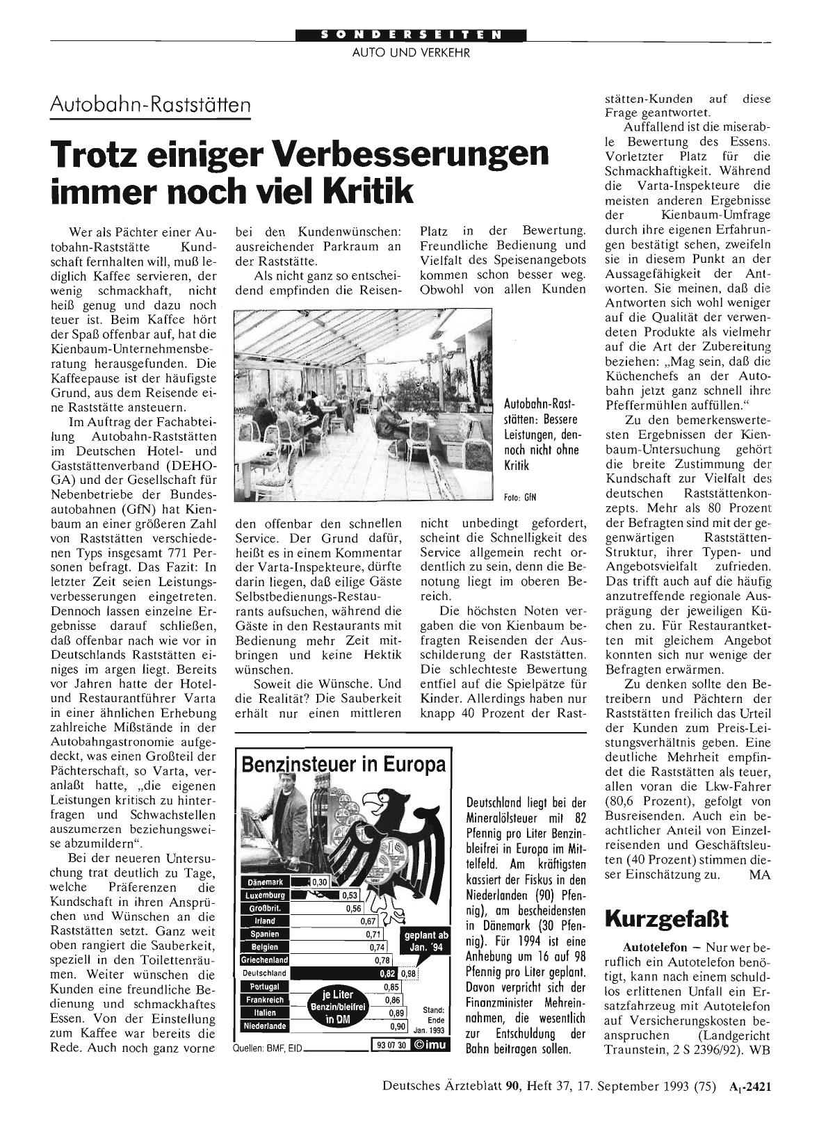 Vorschauseite 1: Autobahn-Raststätten: Trotz einiger Verbesserungen immer noch viel Kritik