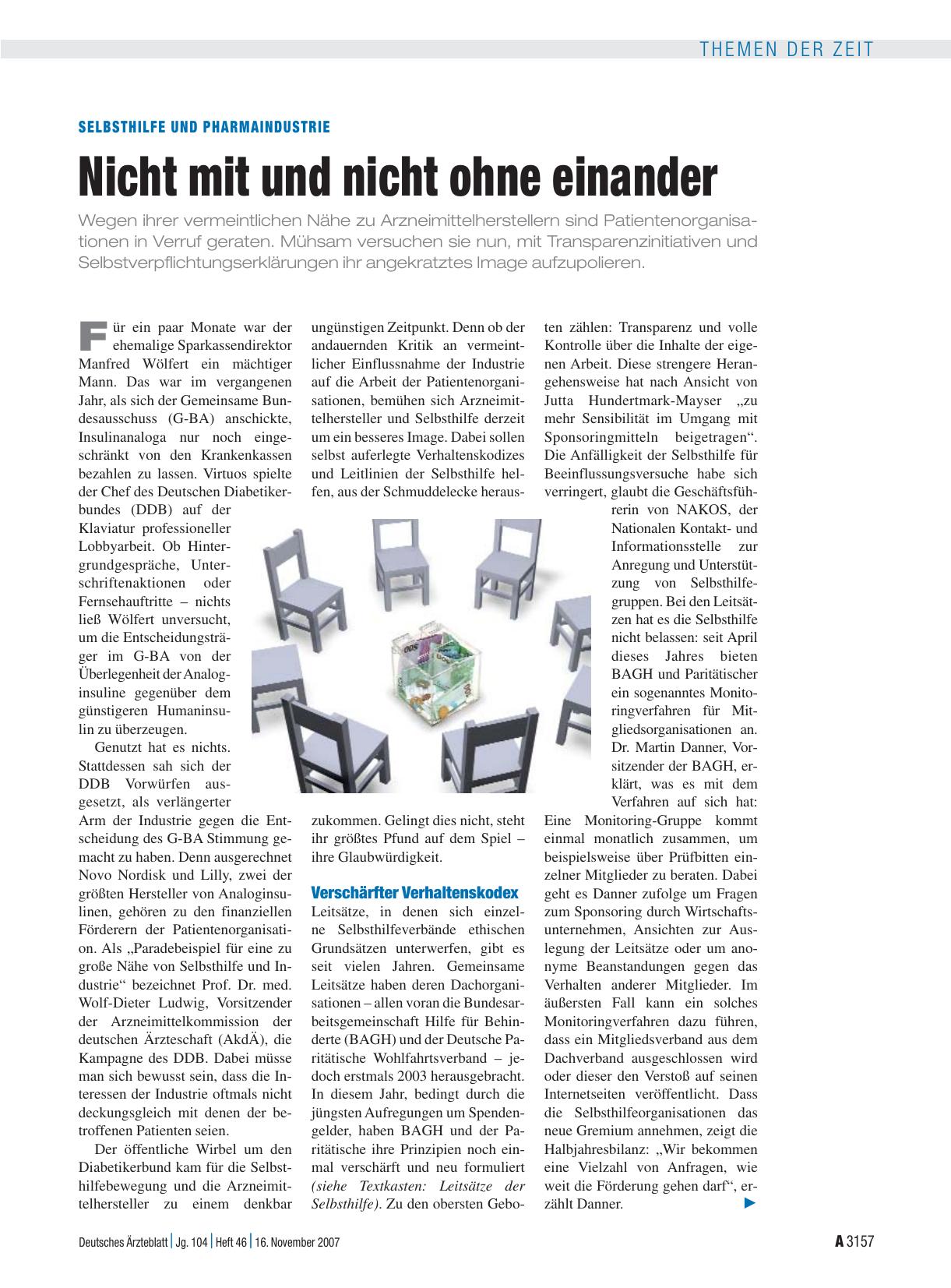 Vorschauseite 1: Selbsthilfe und Pharmaindustrie: Nicht mit und nicht ohne einander
