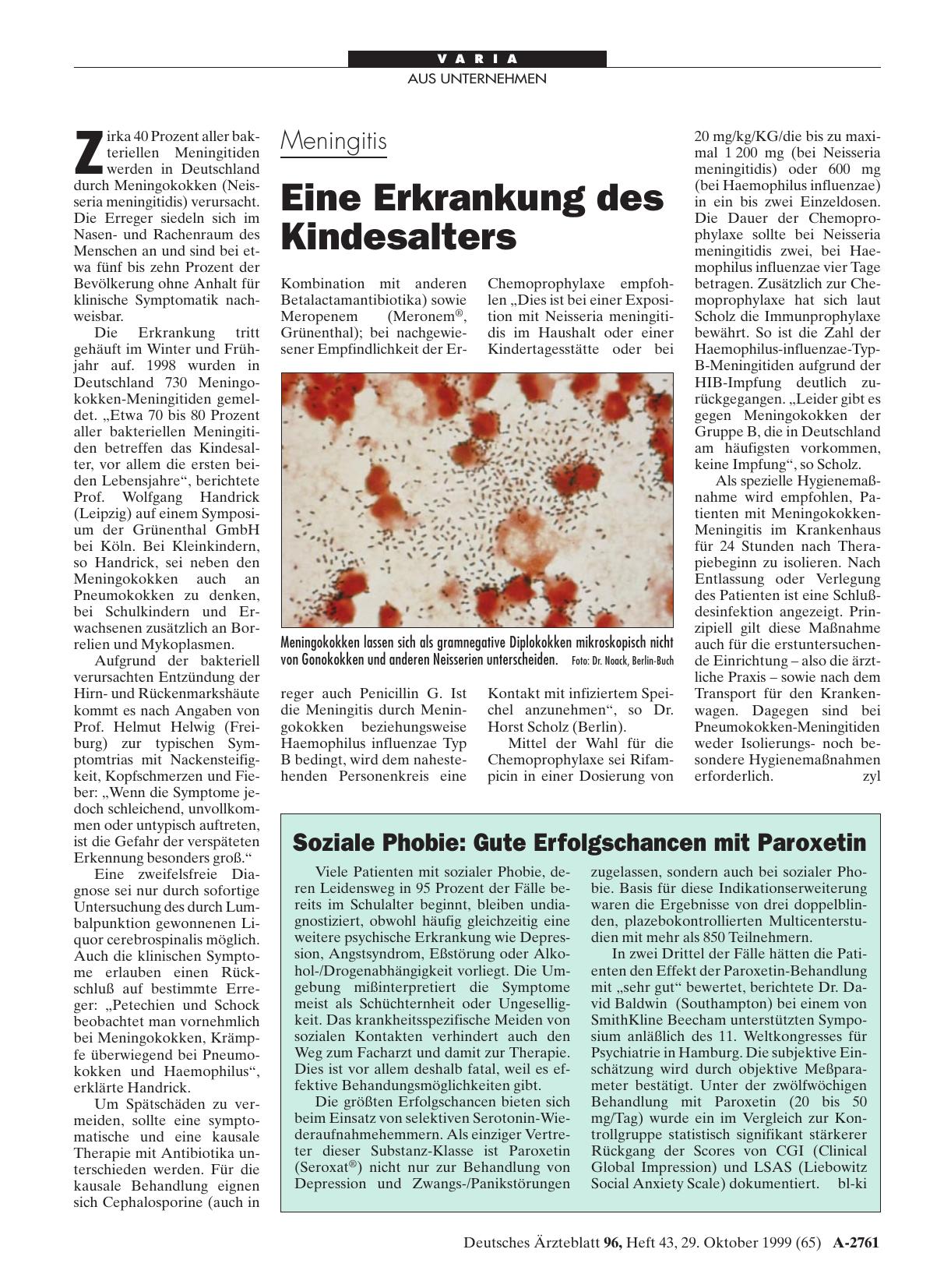 Vorschauseite 1: Soziale Phobie: Gute Erfolgschancen mit Paroxetin