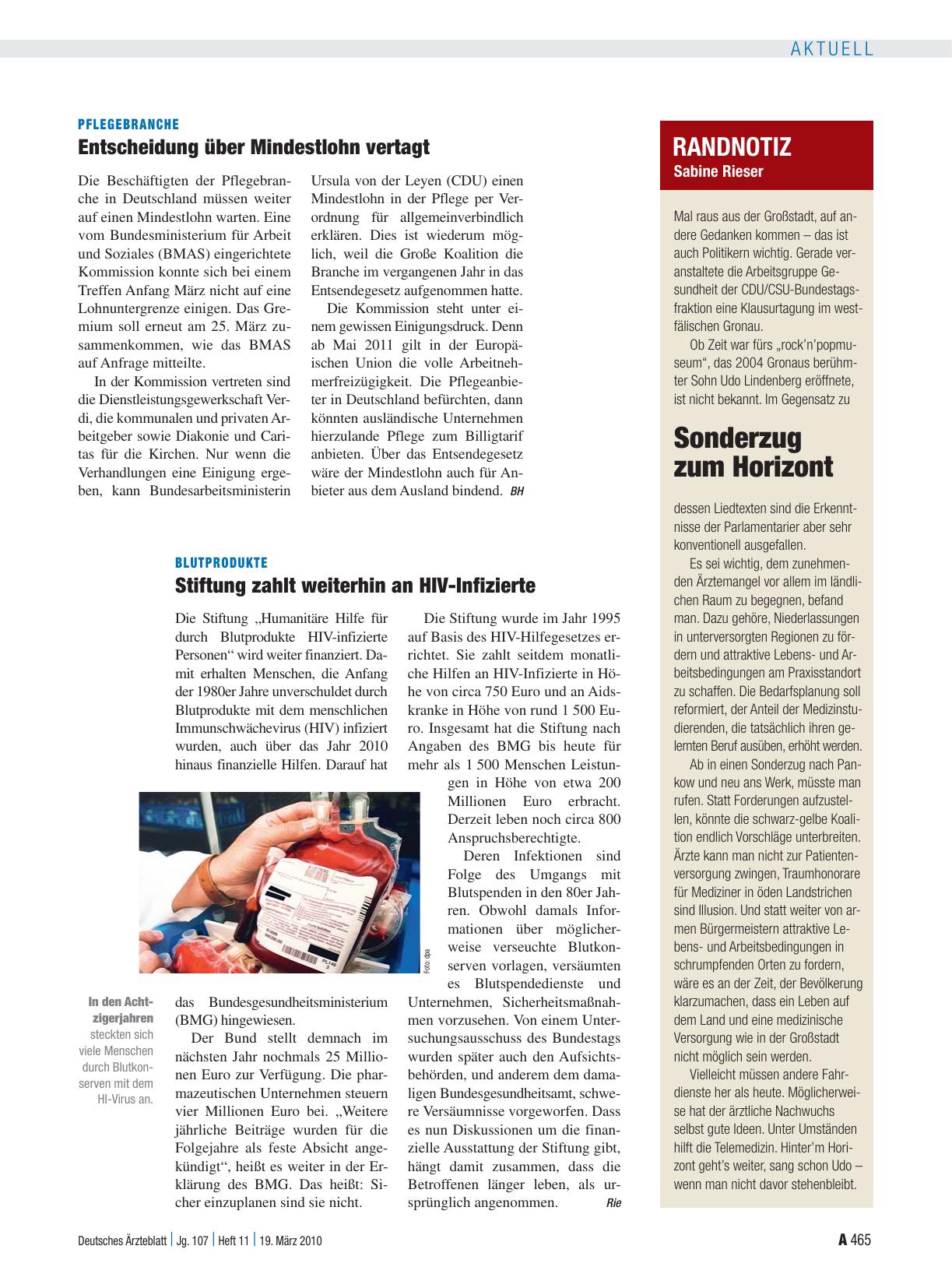 Vorschauseite 1: Pflegebranche: Entscheidung über Mindestlohn vertagt
