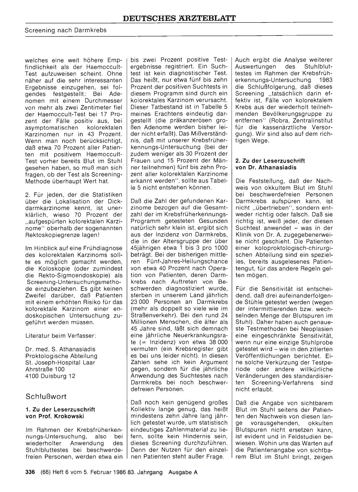 Vorschauseite 1: Screening nach Darmkrebs: Schlußwort