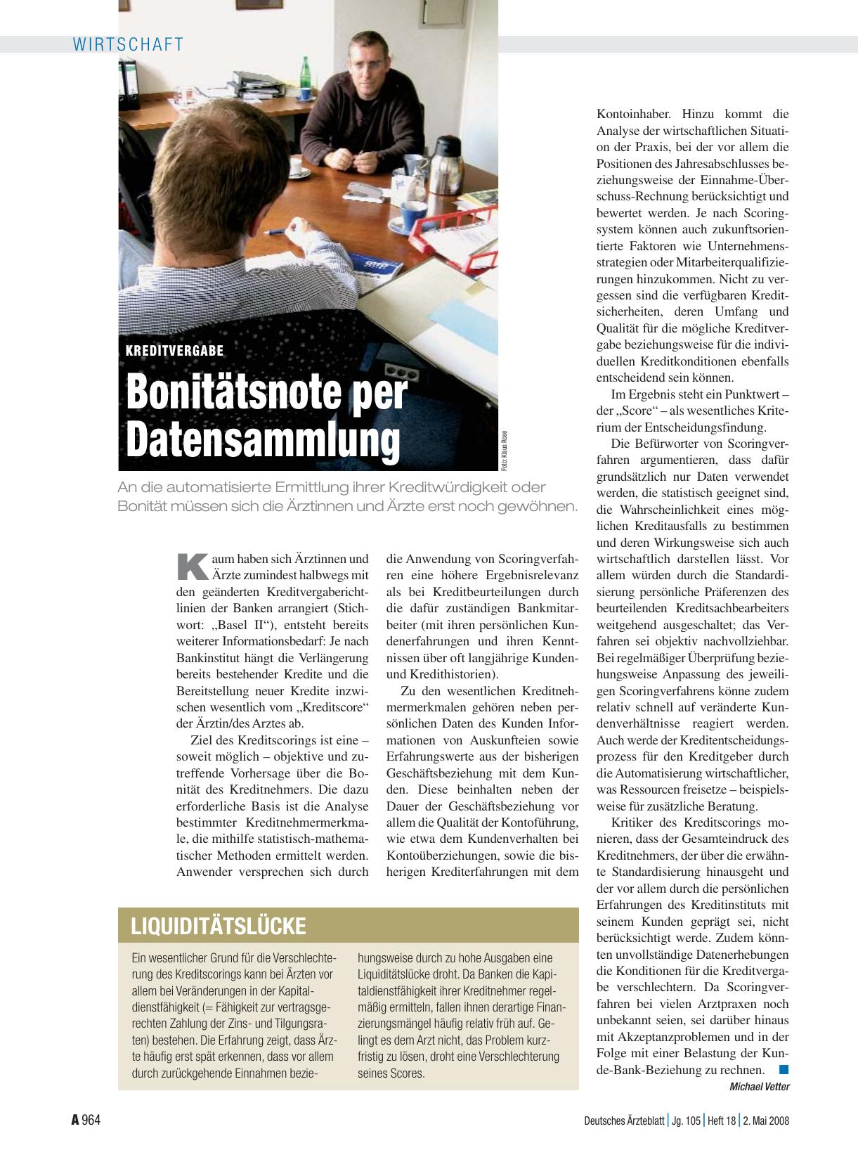 Vorschauseite 1: Kreditvergabe: Bonitätsnote per Datensammlung