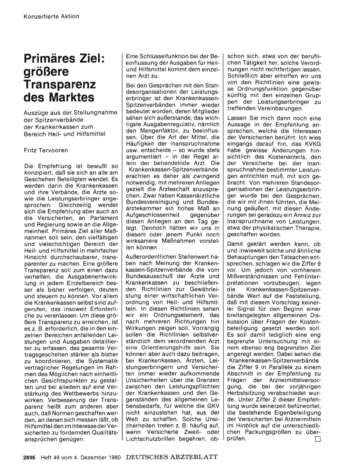 Vorschauseite 1: Primäres Ziel: größere Transparenz des Marktes Auszüge aus der Stellungnahme der Spitzenverbände der Krankenkassen zum Bereich Heilund Hilfsmittel