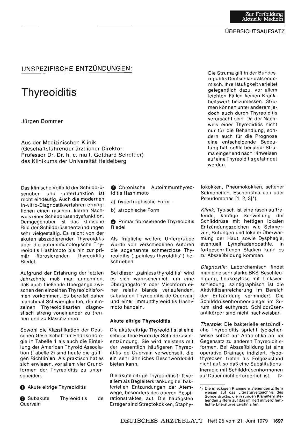 Vorschauseite 1: Unspezifische Entzündungen: Thyreoiditis