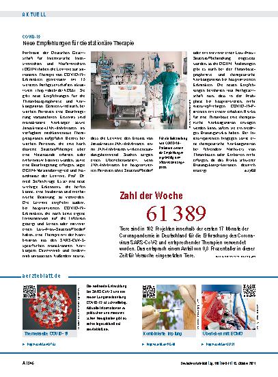 Vorschauseite 1: COVID-19: Neue Empfehlungen für die stationäre Therapie