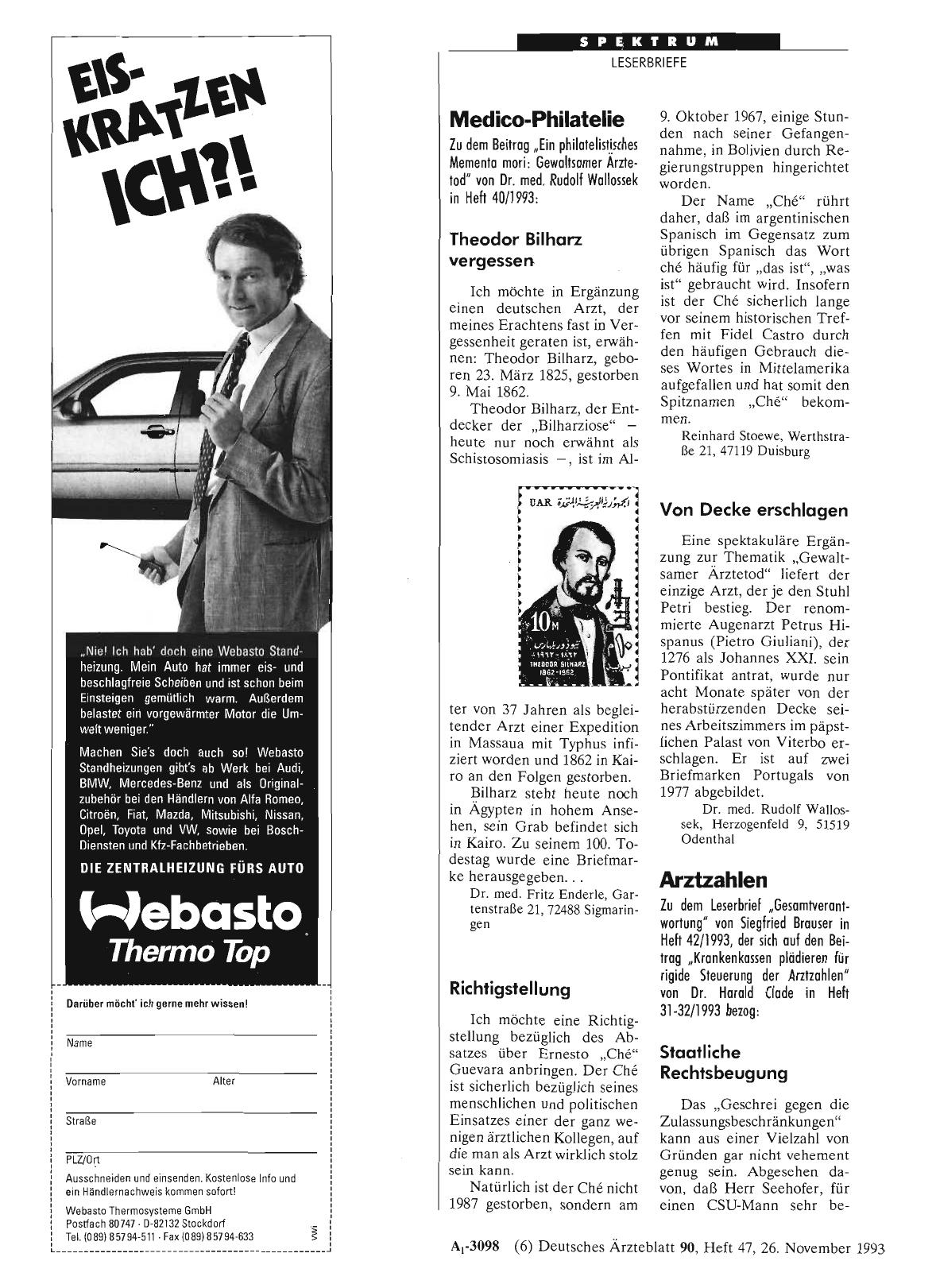 Vorschauseite 1: Medico-Philatelie: Von Decke erschlagen