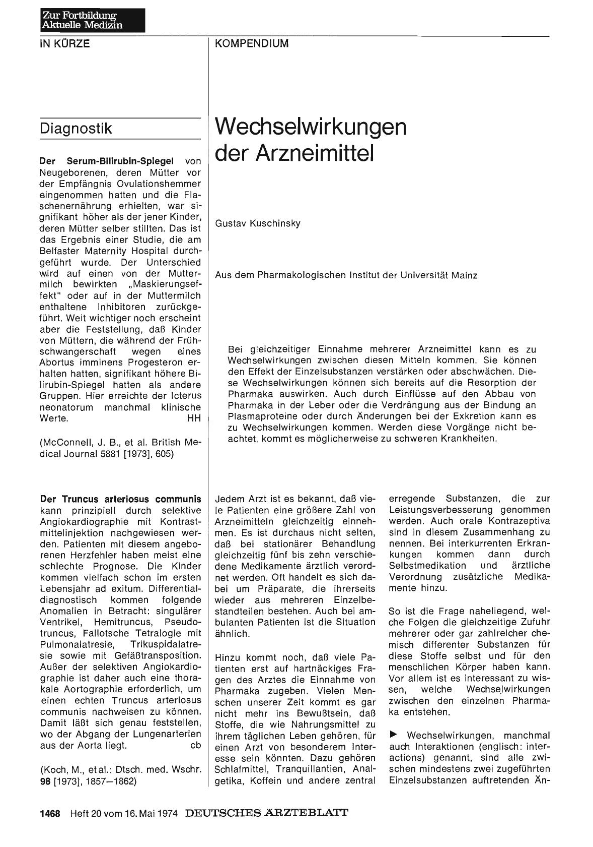 Vorschauseite 1: Wechselwirkungen der Arzneimittel