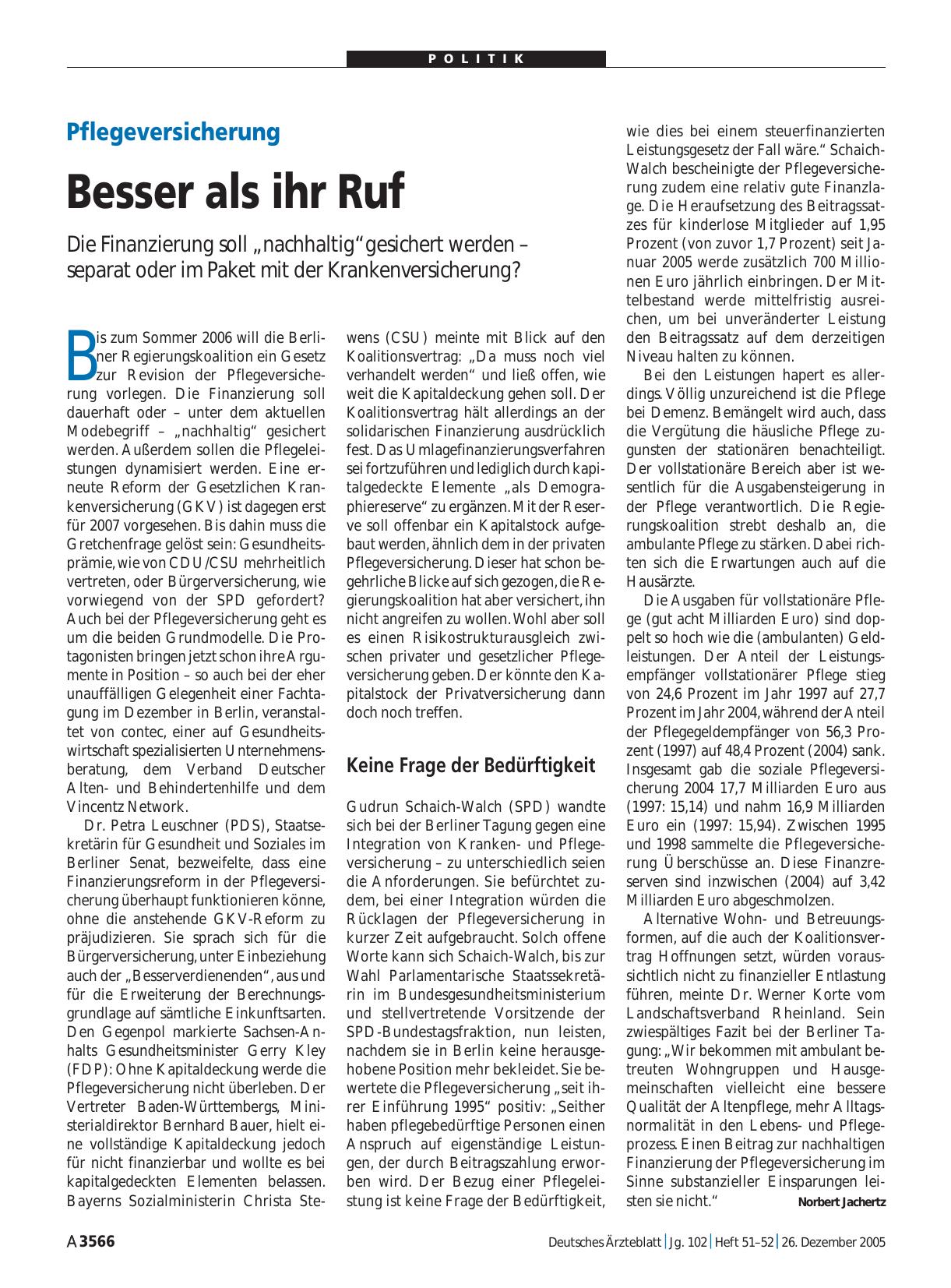 Vorschauseite 1: Pflegeversicherung: Besser als ihr Ruf