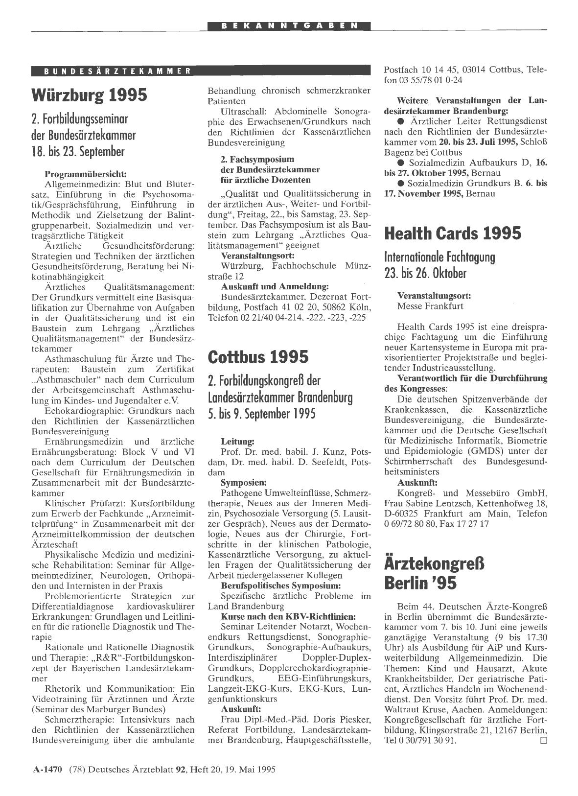 Vorschauseite 1: Würzburg 1995