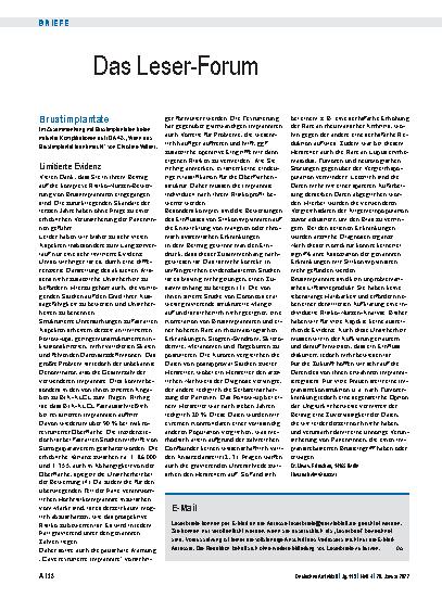Vorschauseite 1: Brustimplantate: Limitierte Evidenz