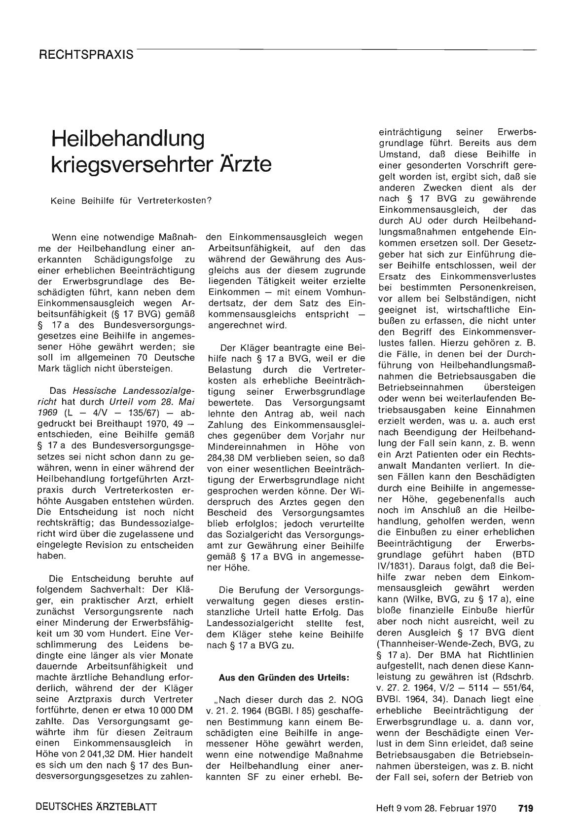 Vorschauseite 1: Heilbehandlung kriegsversehrter Ärzte