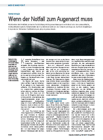 Vorschauseite 1: Ophtalmologie: Wenn der Notfall zum Augenarzt muss