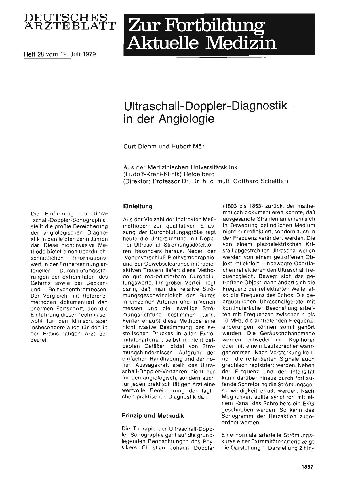 Vorschauseite 1: Ultraschall-Doppler-Diagnostik in der Angiologie