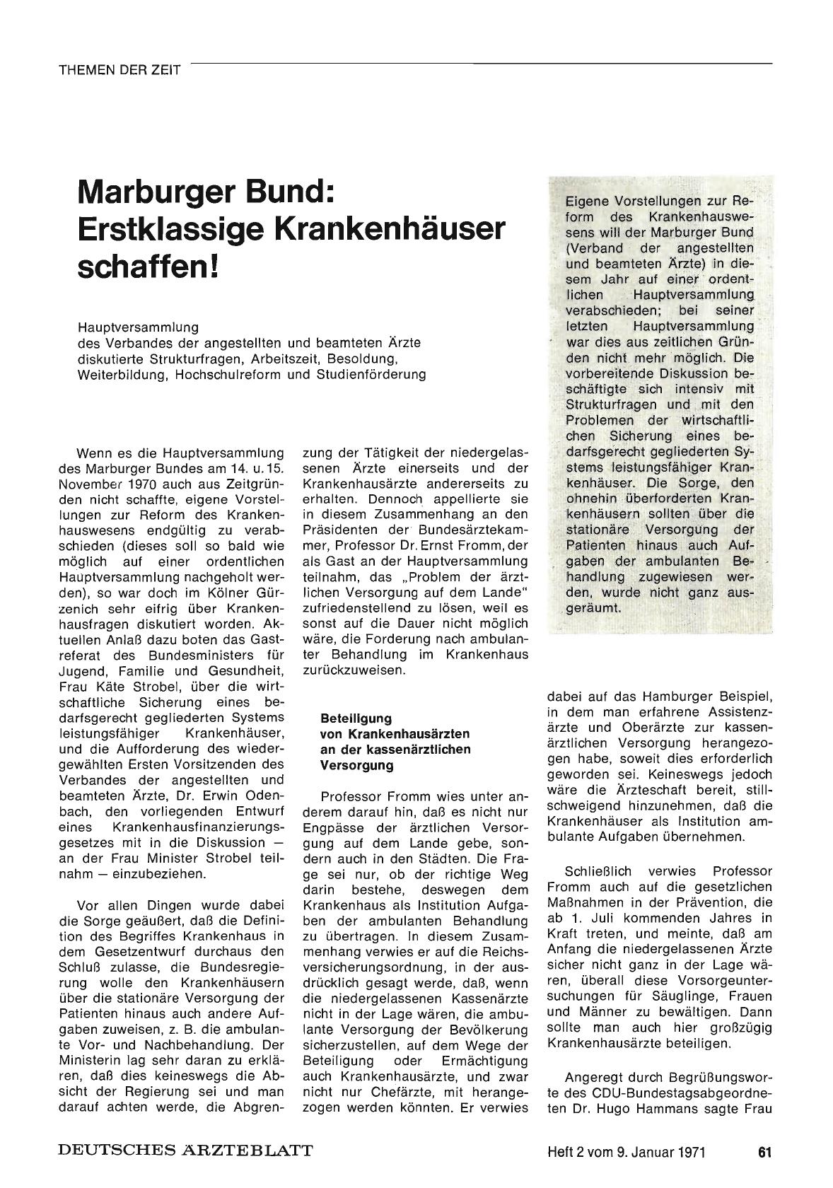 Vorschauseite 1: Marburger Bund: Erstklassige Krankenhäuser schaffen!
