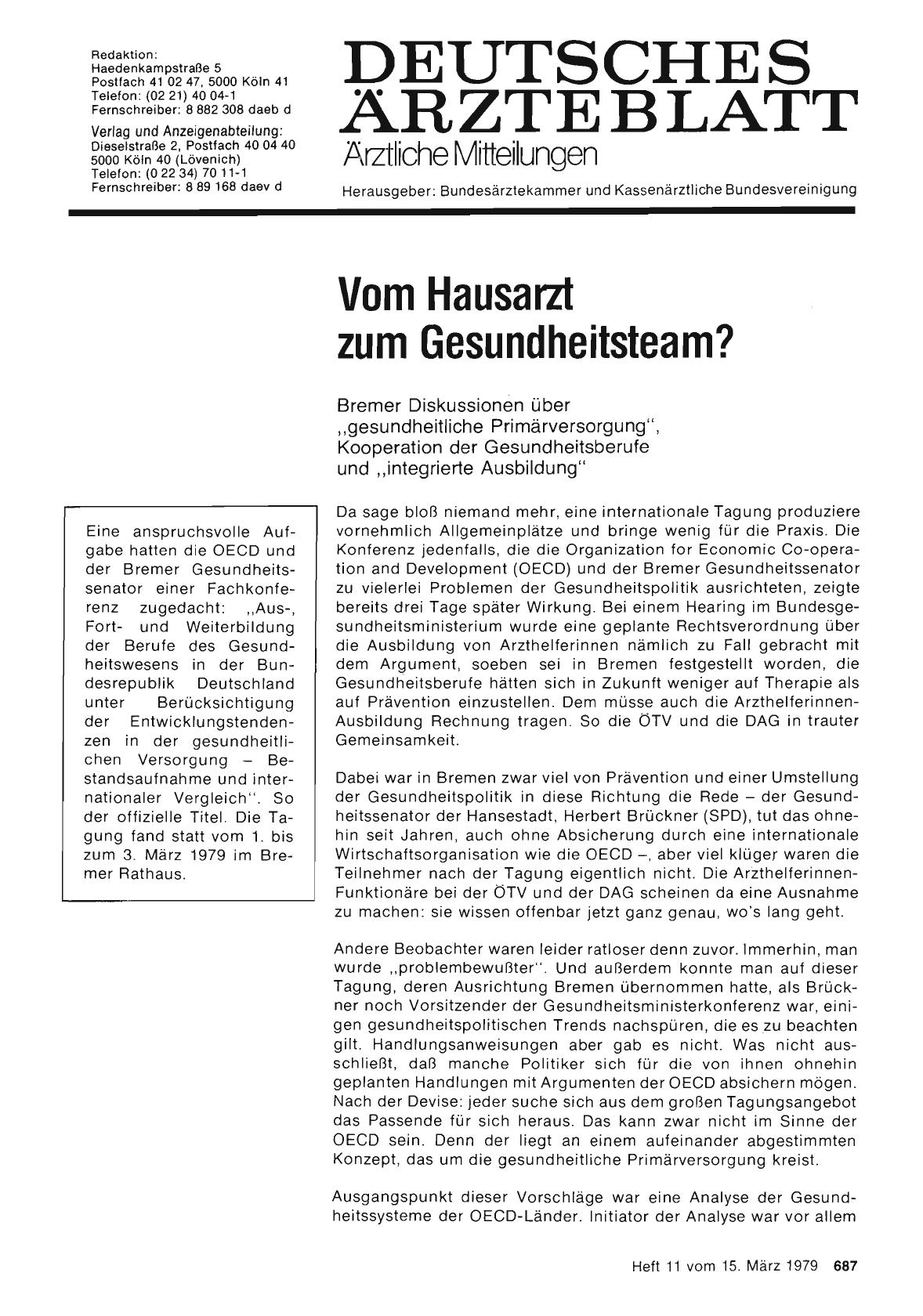 Vorschauseite 1: Vom Hausarzt zum Gesundheitsteam?