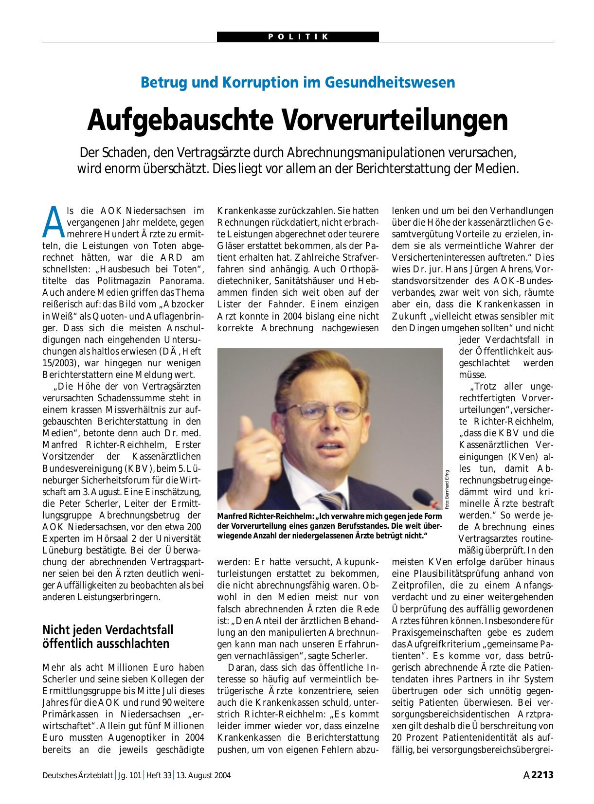 Vorschauseite 1: Betrug und Korruption im Gesundheitswesen: Aufgebauschte Vorverurteilungen