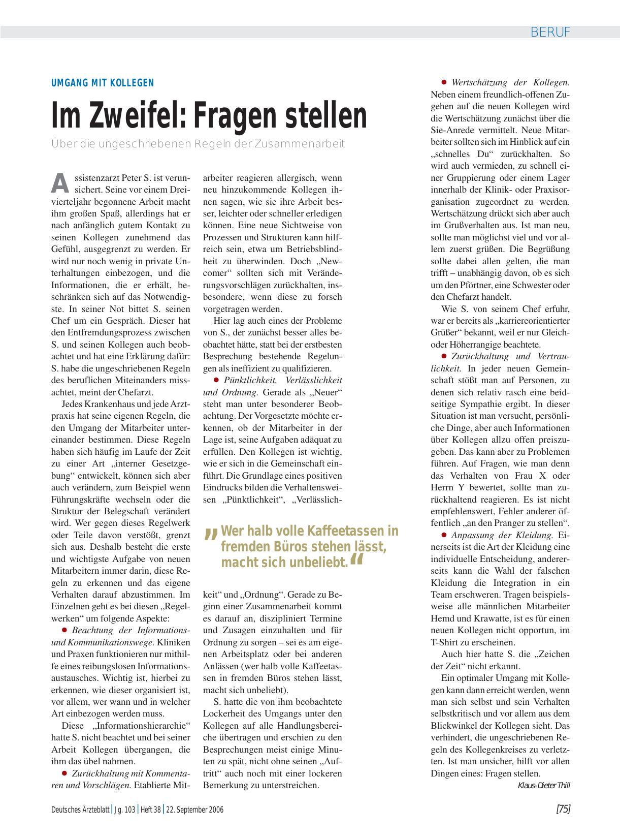 Vorschauseite 1: Umgang mit Kollegen – Im Zweifel: Fragen stellen