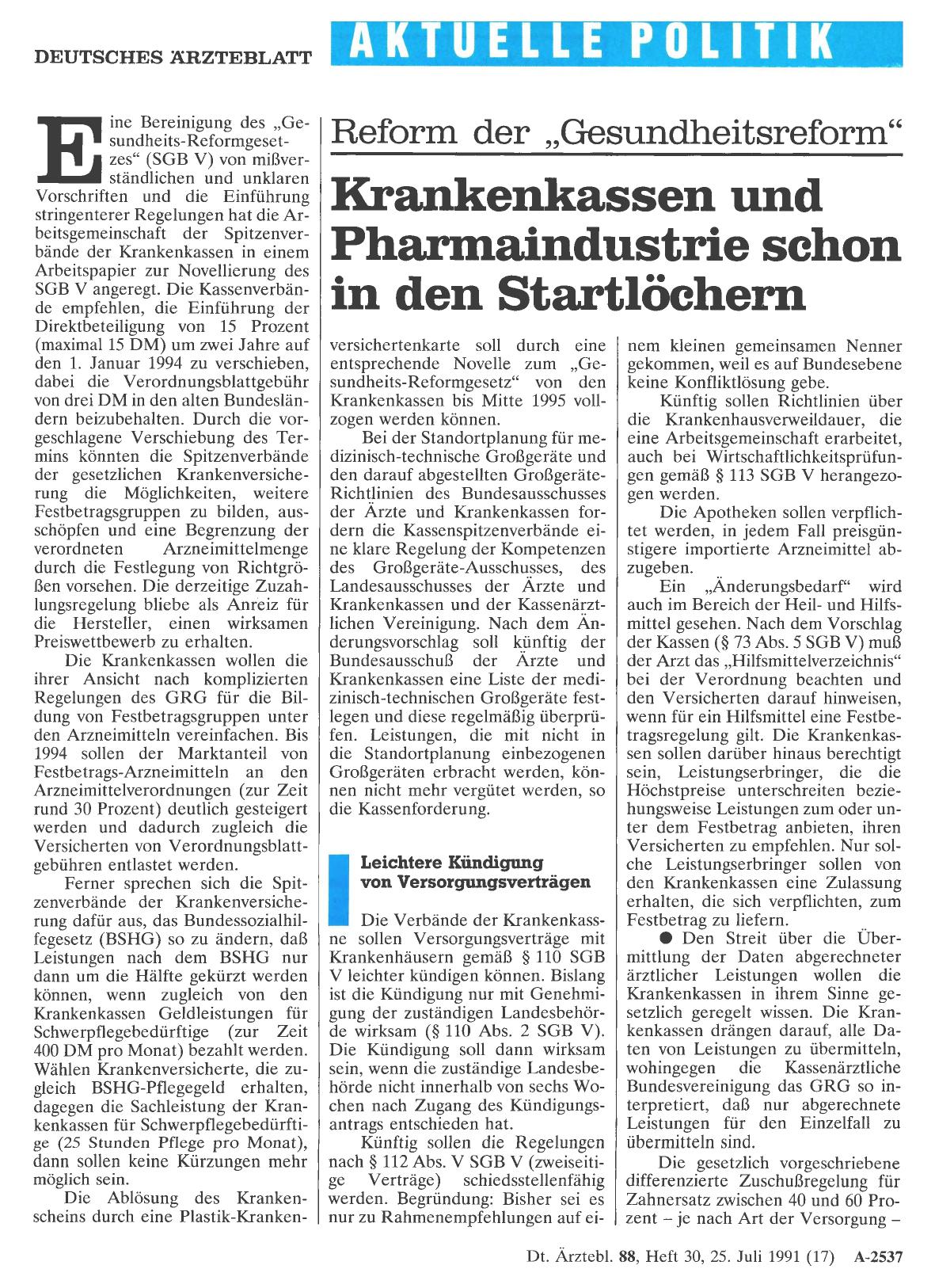 Vorschauseite 1: Reform der „Gesundheitsreform“: Krankenkassen und Pharmaindustrie schon in den Startlöchern