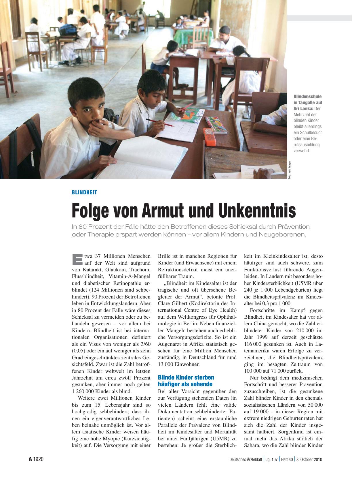 Vorschauseite 1: Blindheit: Folge von Armut und Unkenntnis