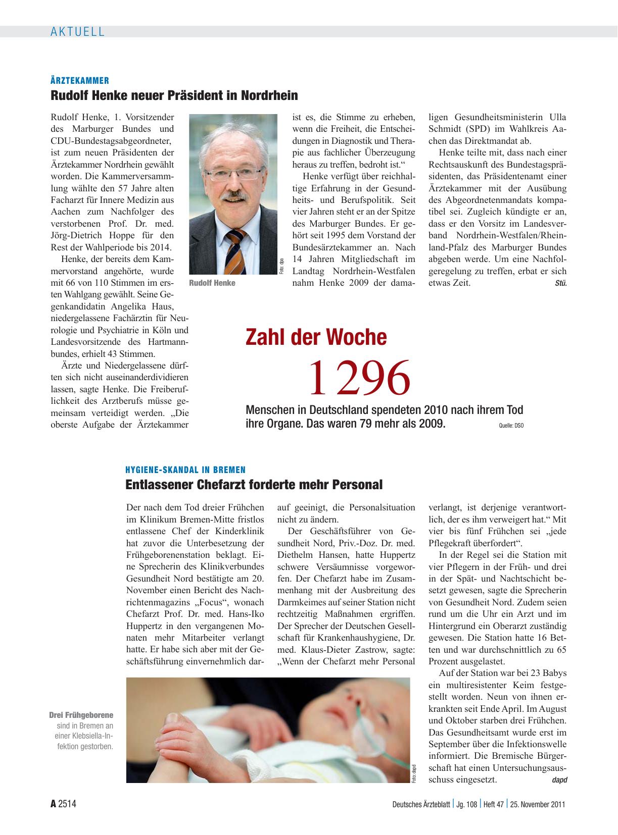 Vorschauseite 1: Hygiene-Skandal in Bremen: Entlassener Chefarzt forderte mehr Personal