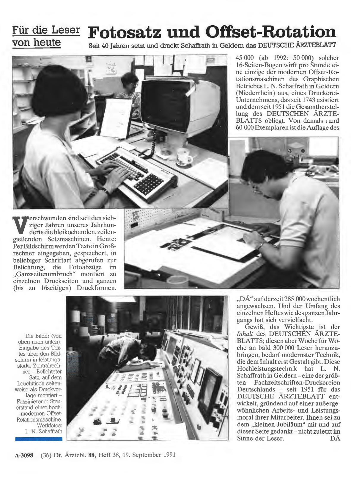 Vorschauseite 1: Für die Leser von heute: Fotosatz und Offset-Rotation
