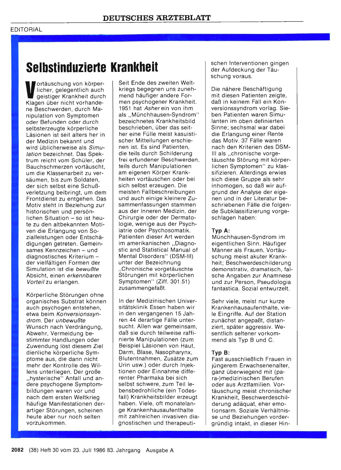 Vorschauseite 1: Selbstinduzierte Krankheit