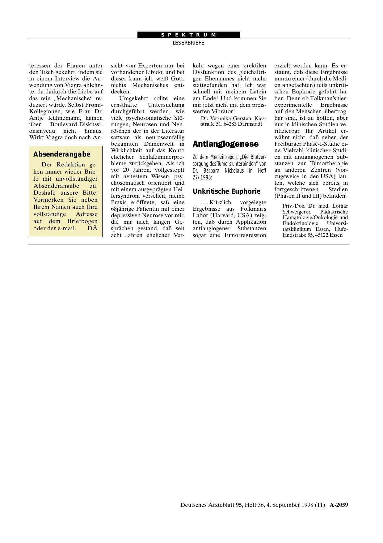 Vorschauseite 1: Absenderangabe