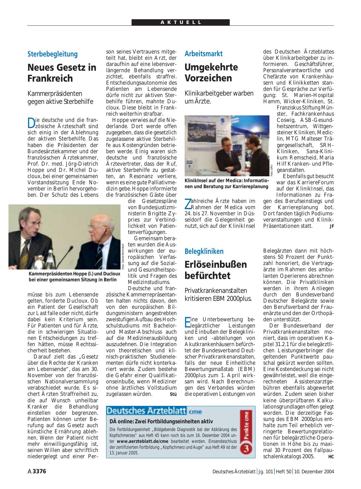 Vorschauseite 1: Belegkliniken: Erlöseinbußen befürchtet