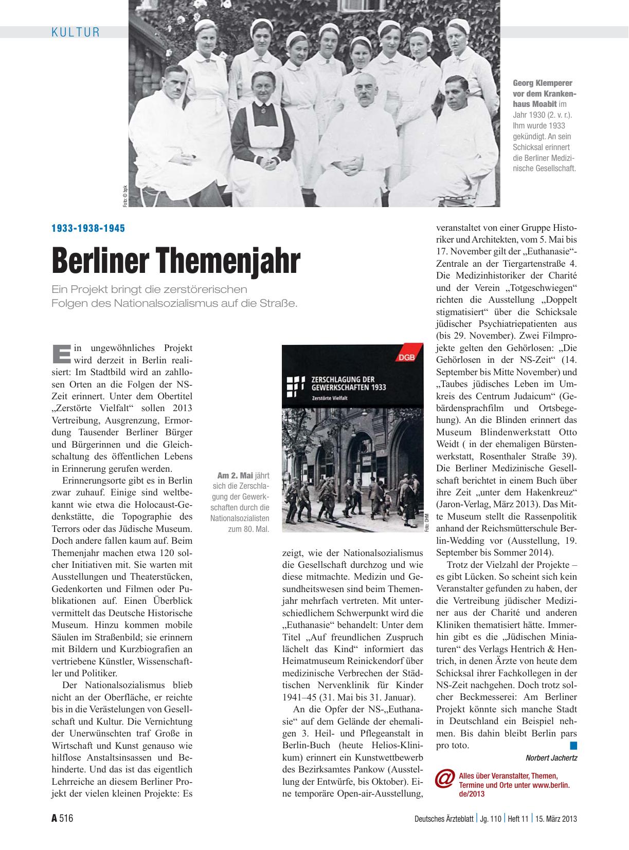 Vorschauseite 1: 1933-1938-1945: Berliner Themenjahr