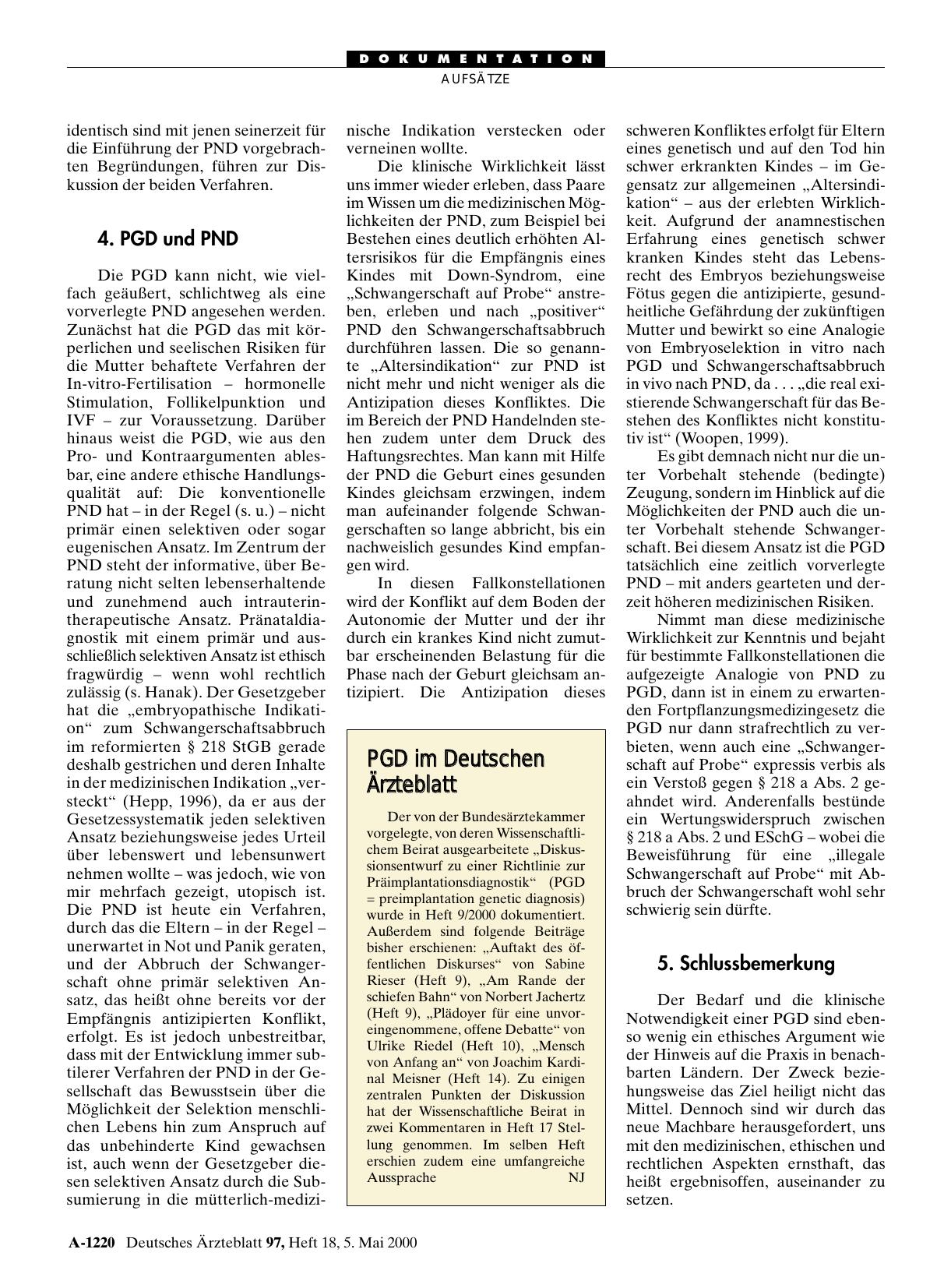 Vorschauseite 1: PGD im Deutschen Ärzteblatt