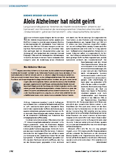 Vorschauseite 1: Berühmte Entdecker von Krankheiten: Alois Alzheimer hat nicht geirrt