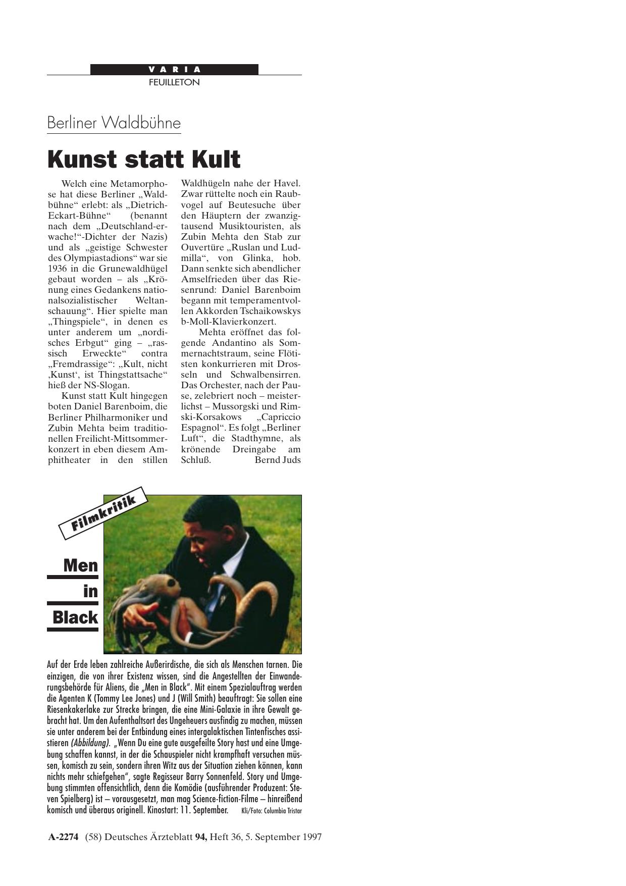 Vorschauseite 1: Berliner Waldbühne: Kunst statt Kult