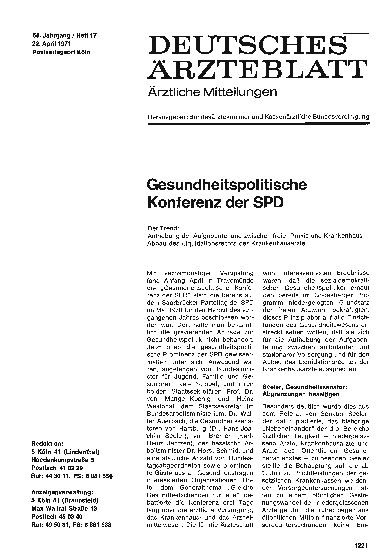 Vorschauseite 1: Gesundheitspolitische Konferenz der SPD