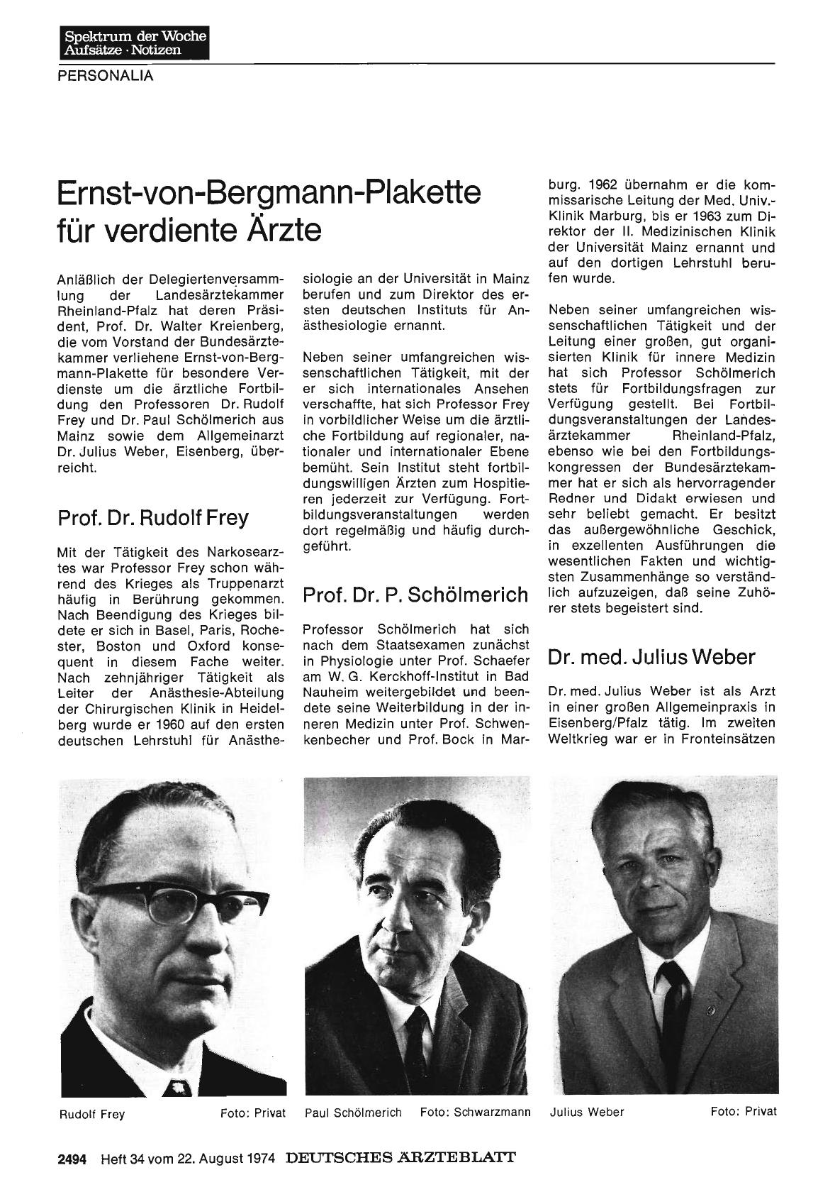 Vorschauseite 1: Ernst-von-Bergmann-Plakette für verdiente Ärzte