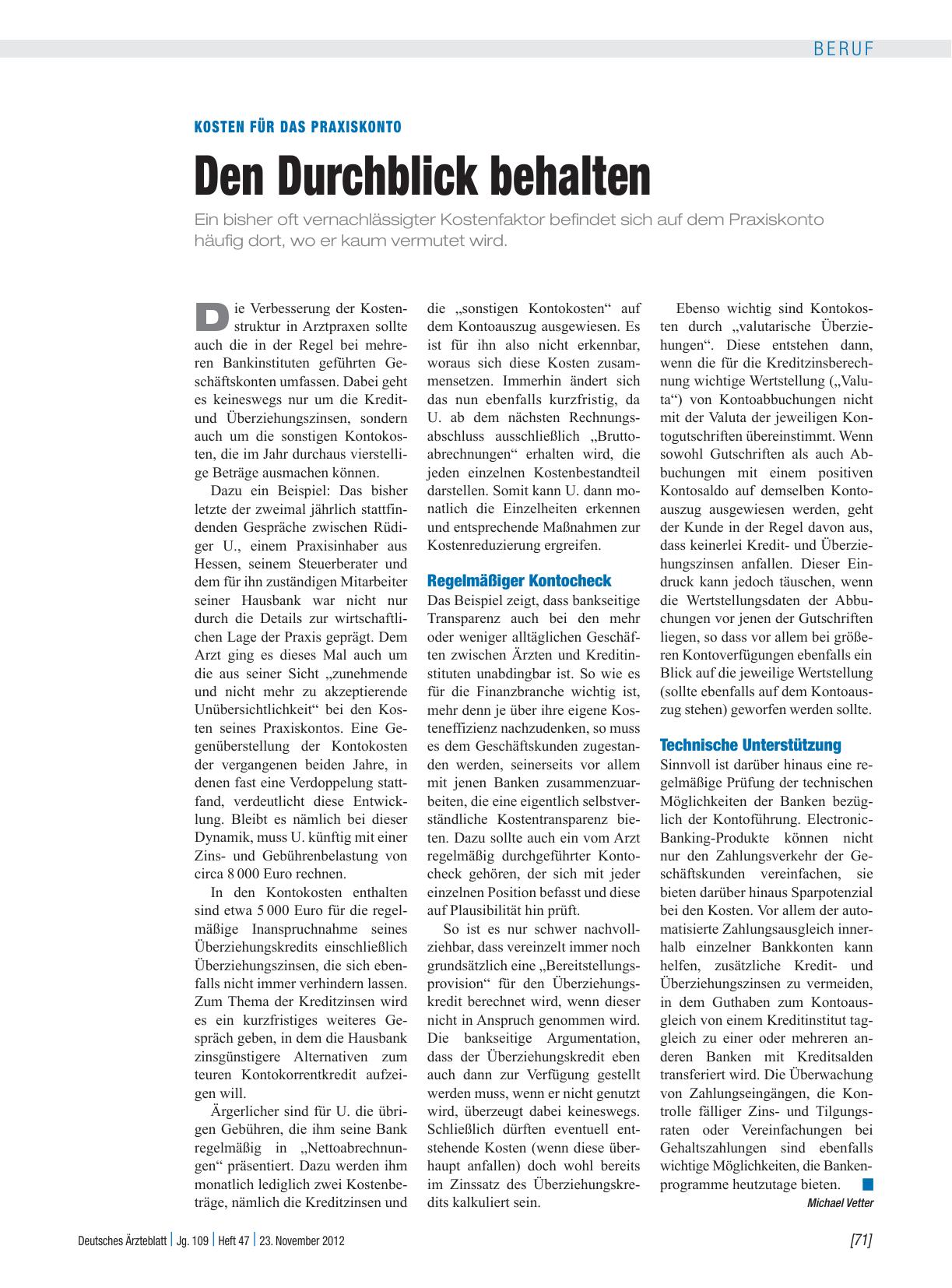 Vorschauseite 1: Kosten für das Praxiskonto: Den Durchblick behalten