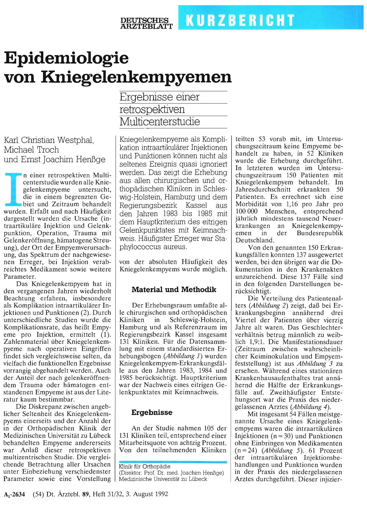 Vorschauseite 1: Epidemiologie von Kniegelenkempyemen