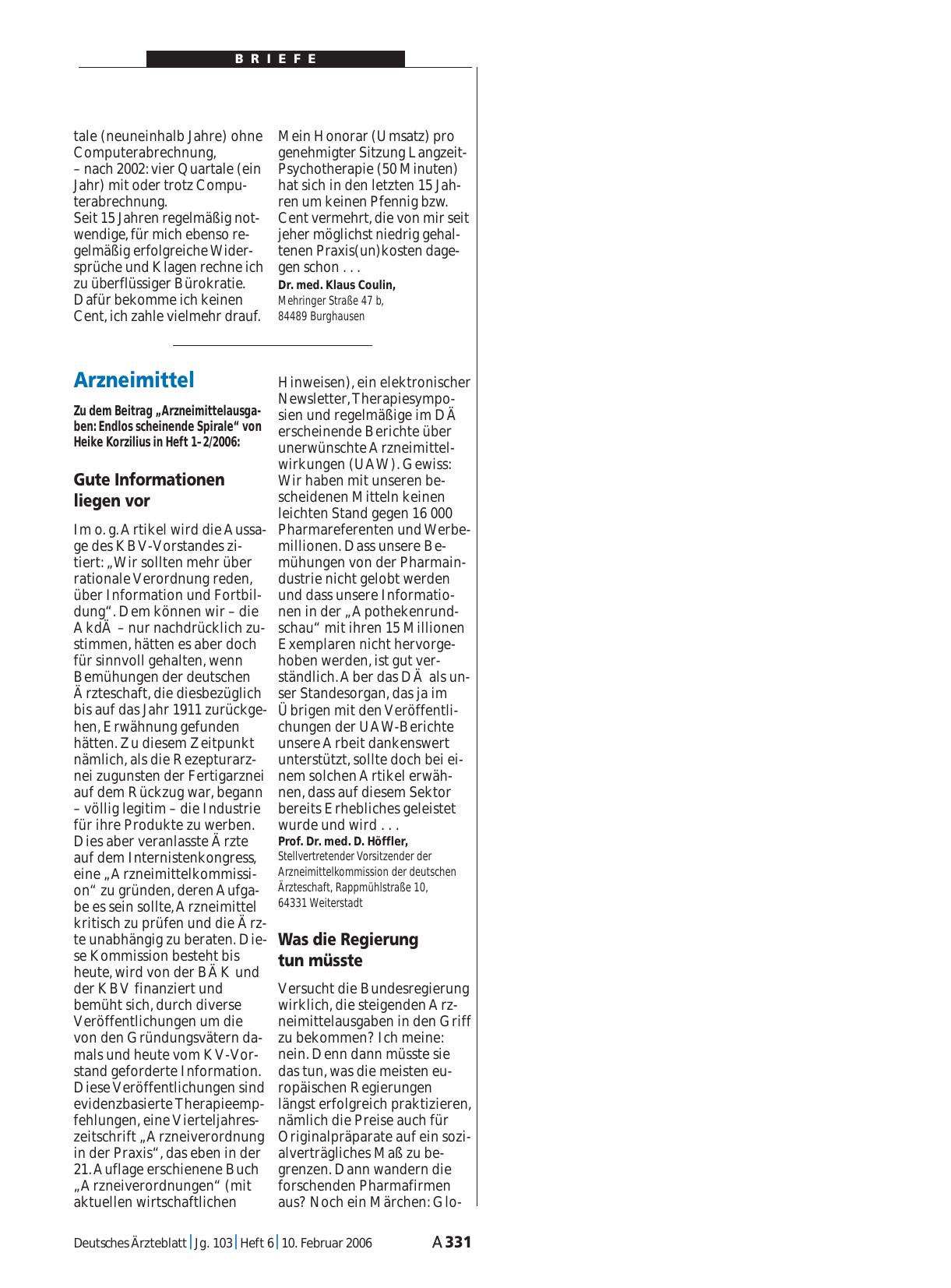 Vorschauseite 1: Arzneimittel: Was die Regierung tun müsste