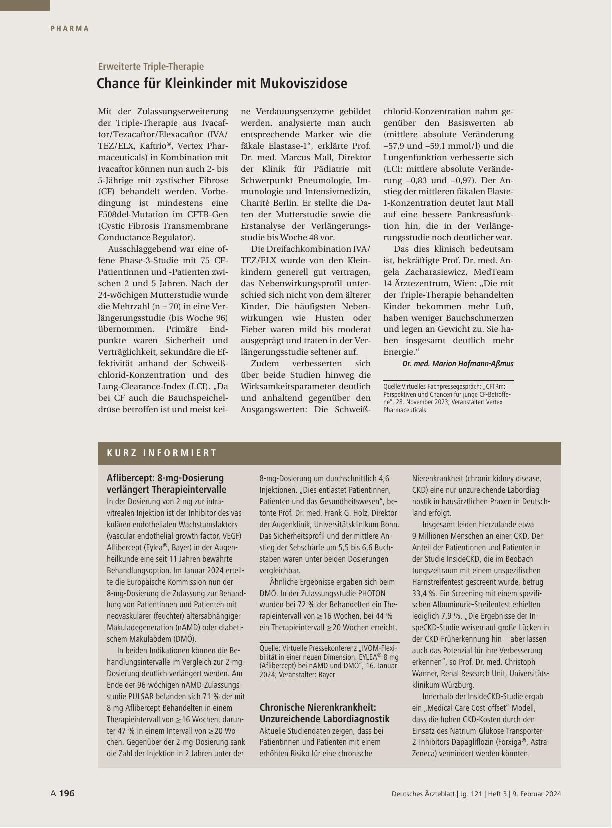 Vorschauseite 1: Kurz informiert.