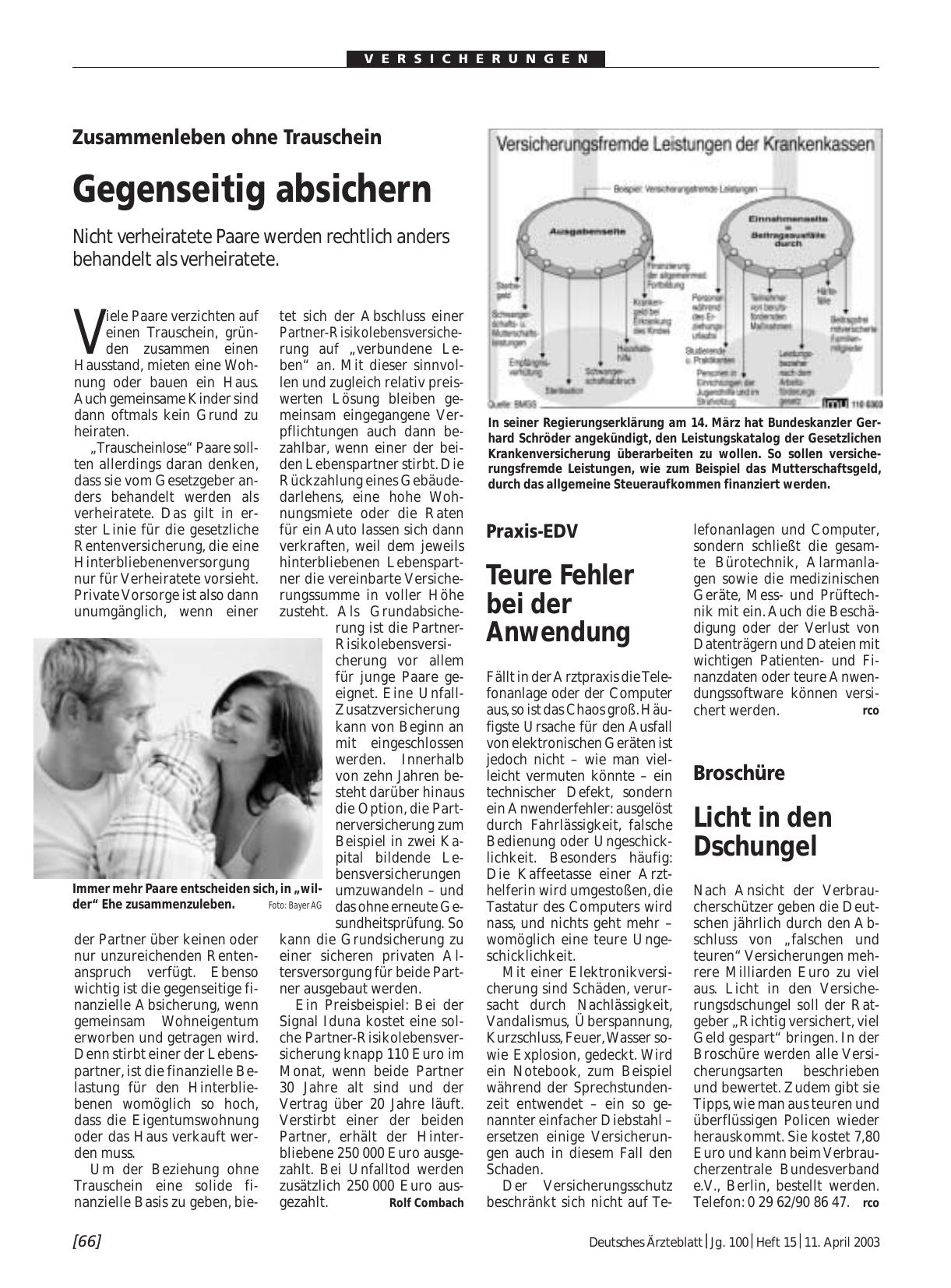 Vorschauseite 1: Zusammenleben ohne Trauschein: Gegenseitig absichern