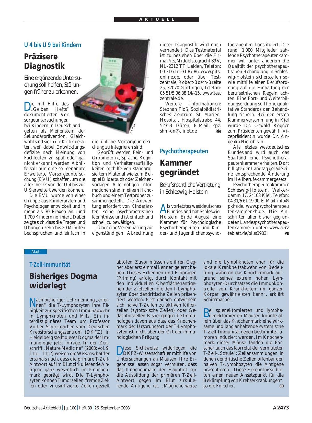Vorschauseite 1: Psychotherapeuten: Kammer gegründet